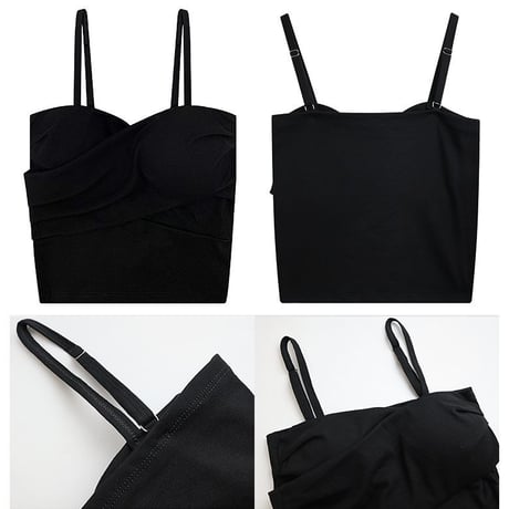 【3枚セット】 組み合わせ自由 カシュクール風 キャミソール タンクトップ ショート丈 チューブトップ 胸パッド入り ノースリーブ 大人可愛い ガーリー DTC-620622837075