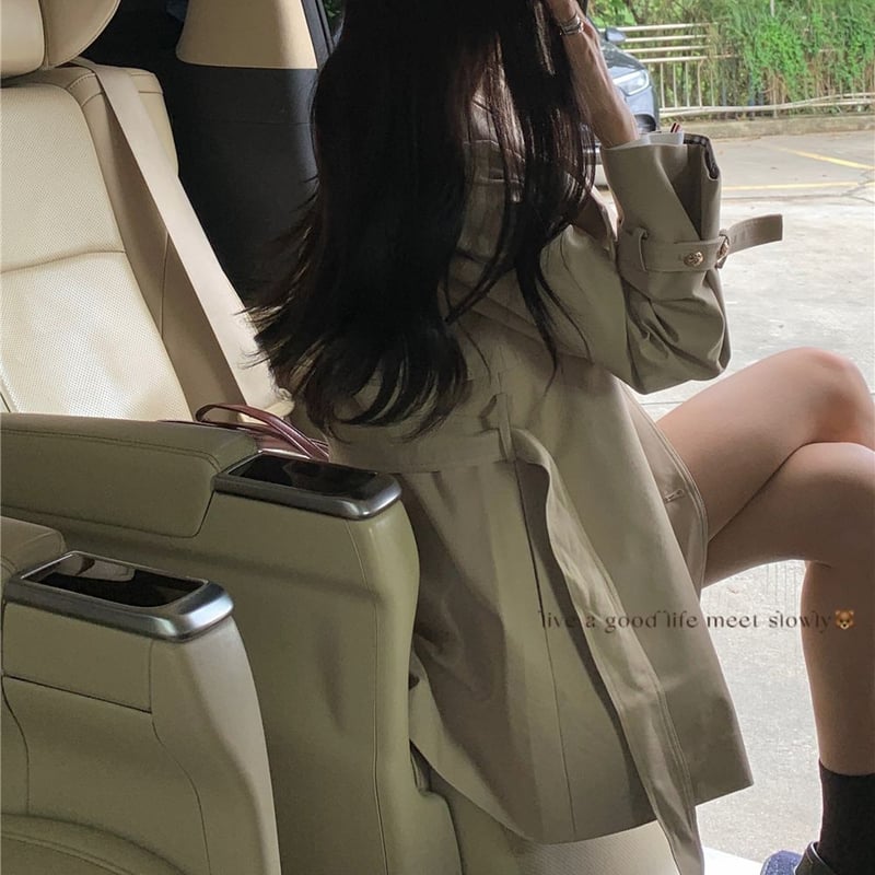 トレンチコート スプリングコート ライトアウター ミドル丈