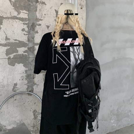 ユニセックス Tシャツ 半袖 ラウンドネック バックプリント オーバーサイズ メンズ レディース トップス 大きめ カジュアル ストリートファッション DTC-647820082238