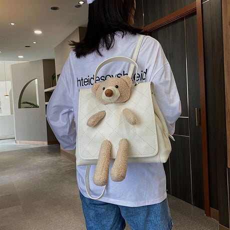 クマのぬいぐるみ 2WAYバッグ ハンドバッグ バッグパック リュックサック ミニバッグ アニマルバッグ シンプル 鞄 レトロ DTC-624226656714