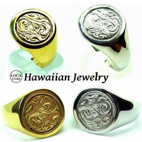 【ハワイアンジュエリー / HawaiianJewelry】 リング/指輪 レディース メンズ シルバー K14イエローゴールドコーティング インスタ (grs8613)