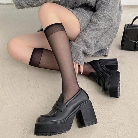 厚底ローファー 22.5～25.0cm 9cmヒール ラウンドトゥ 光沢あり 光沢なし 厚底シューズ  韓国ファッション レディース DTCA-742428853971