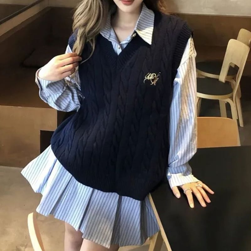 新品未使用　 PARTY アーガイルベスト付シャツミニワンピース チェック柄ベスト付きシャツミニワンピース シャツ|ミニ