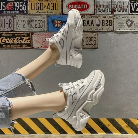 ダッドスニーカー 反射 厚底 6cm 韓国ファッション スニーカー ダッドシューズ ボリュームスニーカー 厚底スニーカー かわいい オールシーズン カジュアル 609592652180