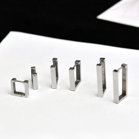 スクエア フープピアス 金属アレルギー対応 レディース ピアス シルバー ゴールド チタンスチール アクセサリー DTC-536679668721