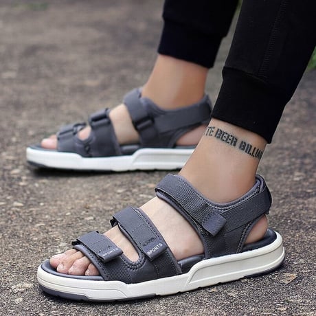 【3COLOR】 メンズ/レディース ストラップ スポーツサンダル スポーツサンダル マジックテープ フラットサンダル 歩きやすい 疲れない (DCT-549746097388)