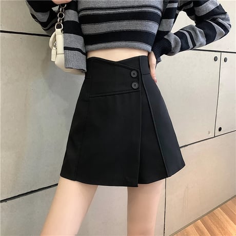 スカート風 ショートパンツ ラップパンツ キュロット ハイウエスト ショーパン レトロ 韓国ファッション レディース 大人可愛い ガーリー DTC-656365250595