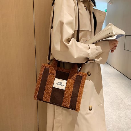 2wayバッグ ボアバッグ ショルダーバッグ ハンドバッグ もこもこ スクエア ミニバッグ 肩掛け 斜め掛け 鞄 レトロ 韓国ファッション レディース DTC-687315568190