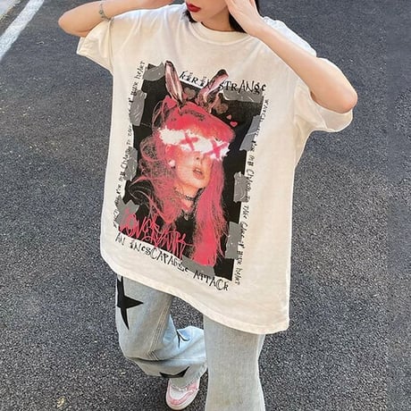 【2カラー】ユニセックス Tシャツ 半袖 バックプリント オーバーサイズ 大きめ カジュアル 韓国ファッション メンズ レディース 韓国ストリートファッション DTC-672756070324