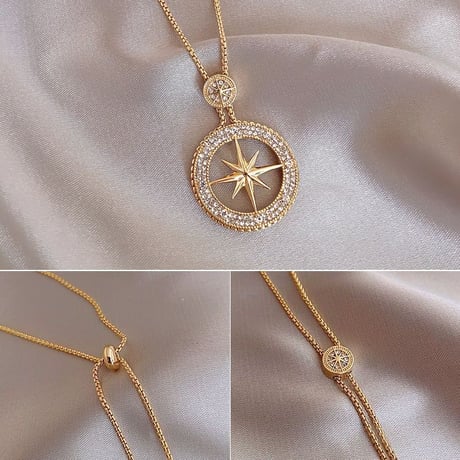 ネックレス 八芒星 オクタグラム チェーン付き シンプル 韓国アクセサリー ペンダント 合金 アクセサリー ジュエリー DTC-609022606051