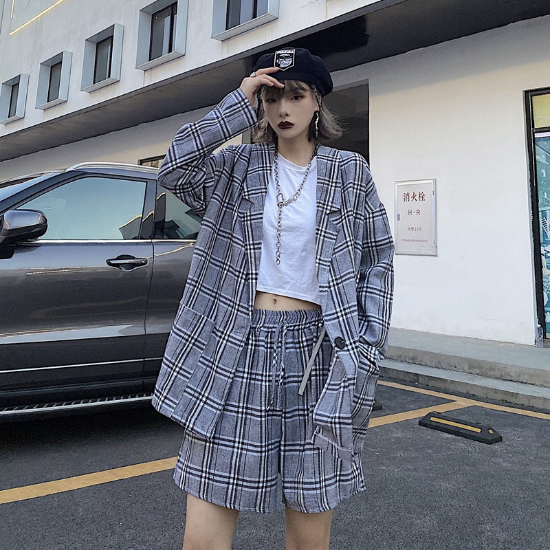 セットアップ チェック柄 ジャケット ＋ ショートパンツ 韓国  