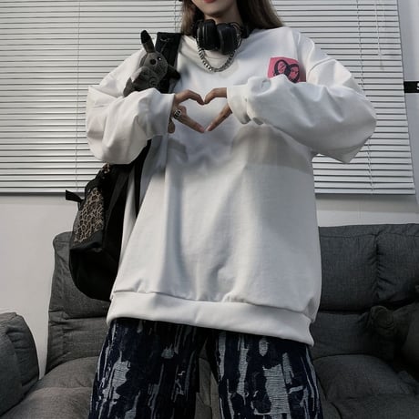 ユニセックス トレーナー 長袖 ラウンドネック 薄手 オーバーサイズ 韓国ファッション メンズ レディース 大きめ カジュアル ストリートファッション DTC-651890921390