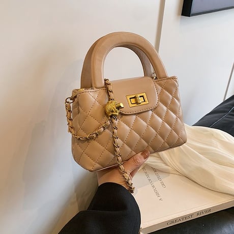 2wayバッグ ショルダーバッグ ハンドバッグ キルティング ミニバッグ 肩掛け 斜め掛け スクエアバッグ チェーンストラップ レトロ 韓国ファッション レディース DTCA-769859148853
