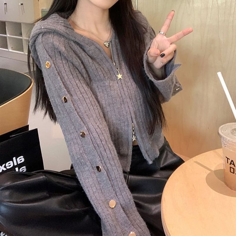 DDショートニットジップパーカー DDショートニットジップパーカー