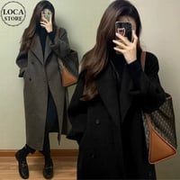 ロングコート フェイクウール ダブルブレスト アウター コート 長袖 ゆったり ルーズ レトロ レディースファッション 大人可愛い ガーリー DTCA-980082765197
