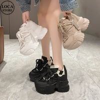 厚底 スニーカー ダッドスニーカー 22.0～24.5cm レースアップ ダッドシューズ 厚底スニーカー カジュアル 韓国ファッション レディース DTC-742606652067