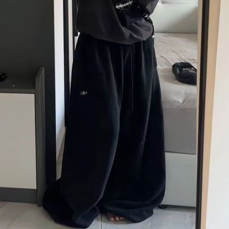 スウェットパンツ ワイドパンツ ウエストゴム ハイウエスト ボトムス 体型カバー イージーパンツ ゆったり レトロ 大人可愛い ガーリー カジュアル DTCA-941222101022
