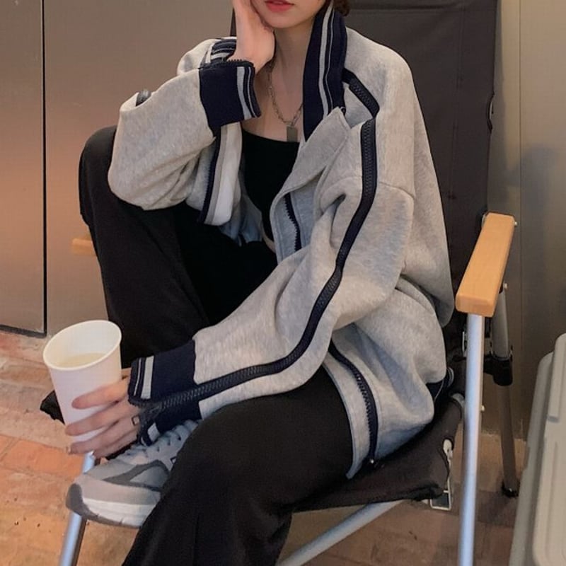 ジップ ニット ブルゾン 2色 ハイネック 韓国 アウター cr1893 85yn-900402-s1.jpg