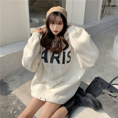 フリース パーカー プルオーバー ルーズ 韓国ファッション レディース フーディー ゆったり 大きめ カジュアル ストリート系 DTC-631590232469