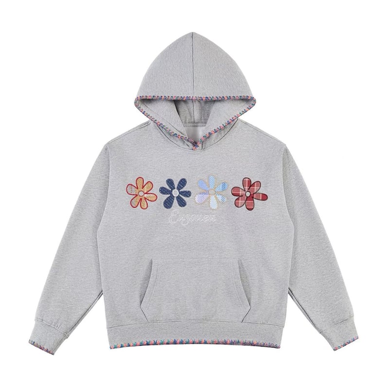 フーディー フラワー 花柄 ロゴ刺繍 プルオーバー パーカー トップス 