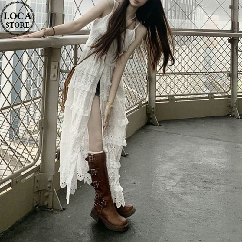 レース ワンピース ロングジレ キャミワンピース ロング丈