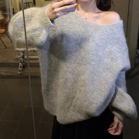 2カラー ニット バックコンシャス バックリボン オープンバック バックレス ルーズ 長袖 レトロ 韓国ファッション レディース 大人可愛い ガーリー DTCA-843523636210