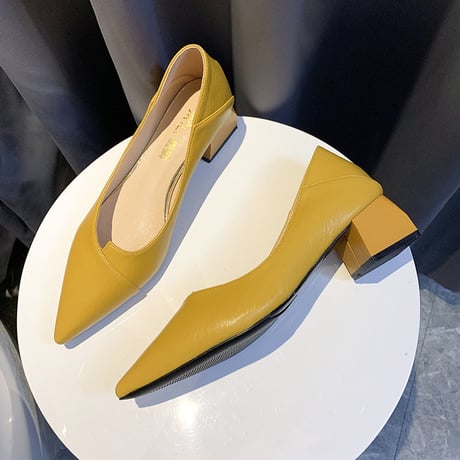 パンプス チャンキーヒール バブーシュ スクエアトゥ 韓国ファッション レディース 潰し履き 歩きやすい DTC-599533235253