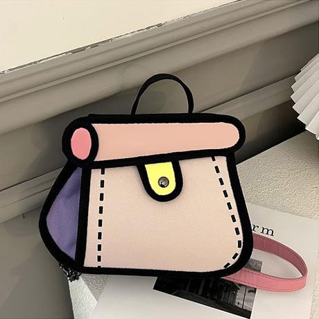 2way 2Dバッグ ショルダーバッグ ハンドバッグ キャンバスバッグ ミニバッグ チェーン 肩掛け 斜め掛け ユニーク かわいい 韓国ファッション レディース DTC-673129556706