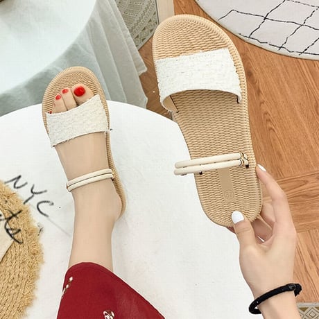 2WAY ストラップ サンダル フラットサンダル フラットボトム 韓国ファッション レディース ぺたんこサンダル 痛くない かわいい 靴 歩きやすい 617426721168