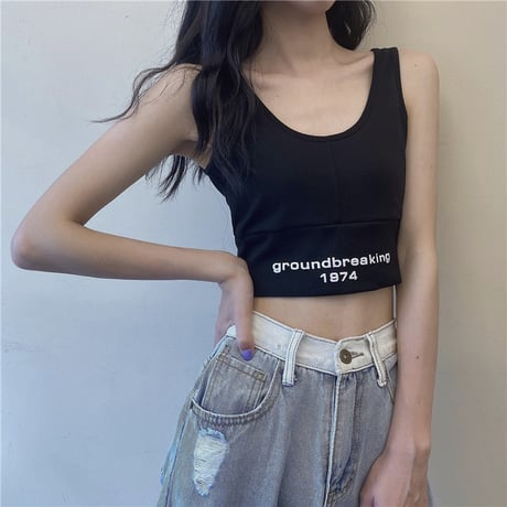 2点セット Tシャツ タンクトップ クロップド丈 レイヤード トップス 半袖 レトロ 韓国ファッション レディース 大人可愛い ガーリー Y2Kファッション DTC-a643576976192