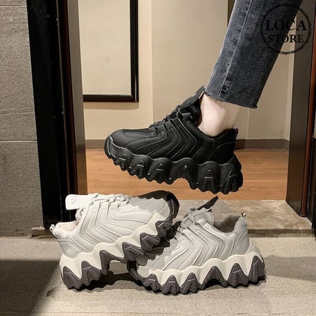 ダットスニーカー レースアップ ヒール6cm 厚底 22.5～25.0cm 韓国ファッション レディース 厚底スニーカー 歩きやすい スポーツ かわいい ガーリー 612789956033