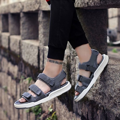 【3COLOR】 メンズ/レディース ストラップ スポーツサンダル スポーツサンダル マジックテープ フラットサンダル 歩きやすい 疲れない (DCT-549746097388)