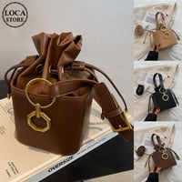 BOX型バッグ 巾着バッグ 2wayバッグ ショルダーバッグ ハンドバッグ バケットバッグ ミニバッグ 肩掛け 斜め掛け 鞄 レトロ 韓国ファッション レディース DTC-655093873976