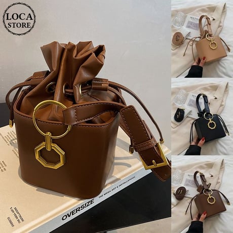 BOX型バッグ 巾着バッグ 2wayバッグ ショルダーバッグ ハンドバッグ バケットバッグ ミニバッグ 肩掛け 斜め掛け 鞄 レトロ 韓国ファッション レディース DTC-655093873976