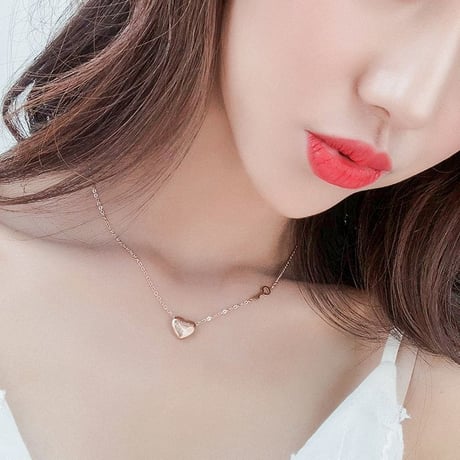 ネックレス レディース ハート ピンクシルバー ラブフォーエバー520 金属アレルギー対応 チタン ステンレス シンプル ペンダント 人気 ジュエリー (DTC-571926919917)