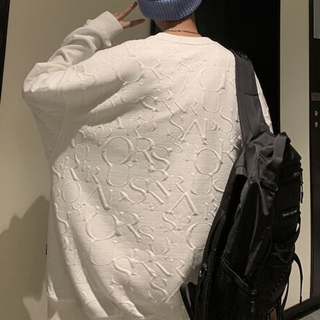 ユニセックス トレーナー スウェット エンボス加工 長袖 オーバーサイズ ゆったり 韓国ファッション メンズ レディース カジュアル ストリートファッション DTC-655801279959