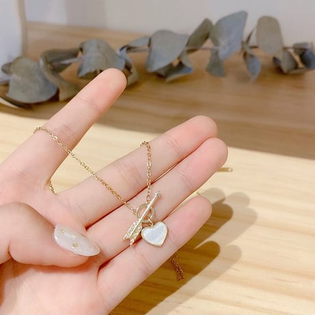ハートネックレス キューピッドの矢 アロー ネックレス チェーン付き ハート  金属アレルギー対応 アクセサリー チタンスチール 韓国アクセサリー 韓国ファッション DTC-628030515752