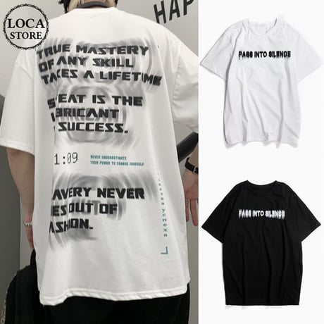 ユニセックス Tシャツ 半袖 ファントムレタープリント ラウンドネック オーバーサイズ トップス 大きめ カジュアル ストリートファッション DTC-640595956534