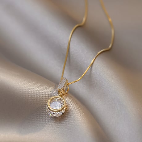 ネックレス CZ チェーン付き ペンダント アクセサリー 合金 K14メッキ シンプル ジュエリー DTC-645590525571