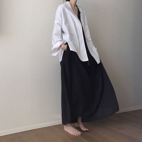 レディース Vネック ロングワンピース ブラック  シフォンマキシ丈 シンプル ゆったり マタニティー 韓国ファッション (DCT-588754300745)