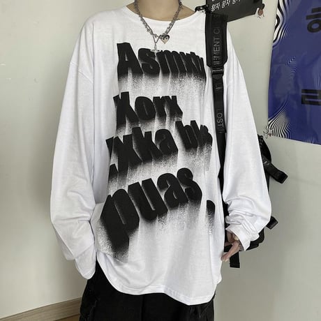 ユニセックス Tシャツ 長袖 ロンT レタープリント プルオーバー オーバーサイズ 韓国ファッション メンズ レディース 大きめ カジュアル ストリートファッションDTC-654243924367