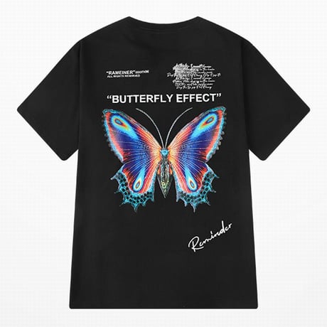 【2カラー】 ユニセックス Tシャツ 半袖 バタフライ 蝶 オーバーサイズ 大きめ カジュアル 韓国ファッション メンズ レディース 韓国ストリートファッション DTC-616202082800