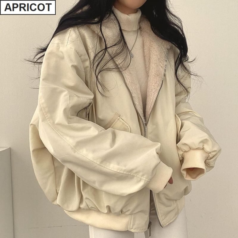 2WAY リバーシブル ブルゾン ジャケットボア フード付き ジップアップ