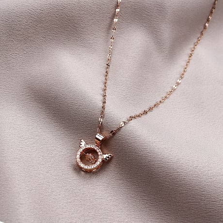 サークル ネックレス 天使の羽 チェーン付き 金属アレルギー対応 CZ ペンダント アクセサリー チタン メッキ 韓国アクセサリー DTC-622240378318