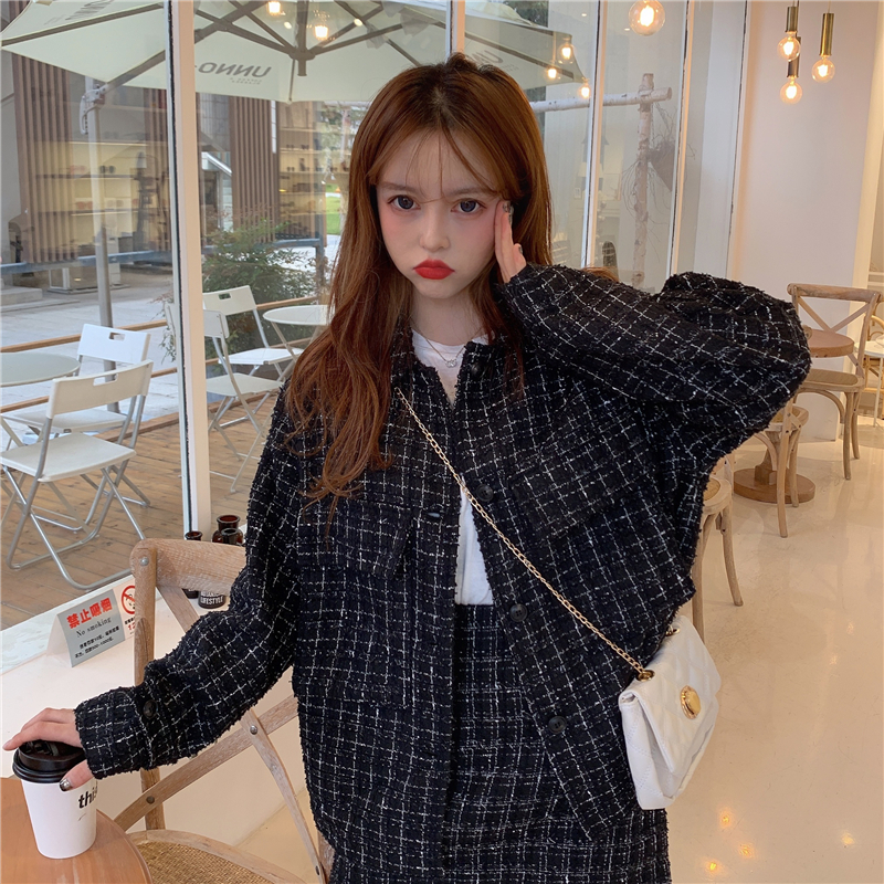 セットアップ チェック柄 ジャケット ＋ スカート 韓国