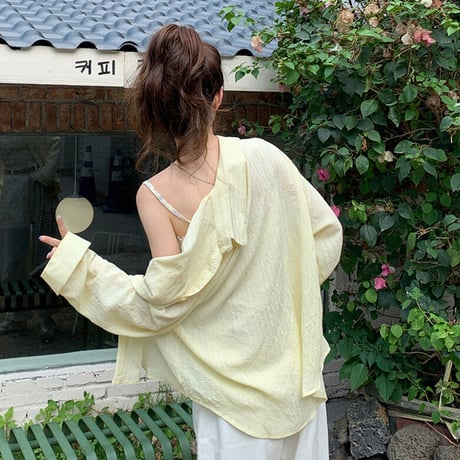 2点セット シャツ 薄手 ブラウス キャミソール 花柄 長袖 トップス ゆったり レトロ 韓国ファッション レディース 大人可愛い ガーリー カジュアル フェミニン DTC-669186925079