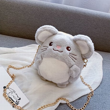 ミニ ファーバッグ ネズミ マウス 干支 韓国ファッション バッグ ぬいぐるみ ショルダーバッグ 斜め掛け ハンドバッグ メッセンジャーバッグ ミニバッグ (DTC-602079137165)