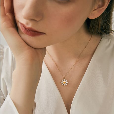 デイジー ネックレス 花 フラワー チェーン付き ゴールド 韓国アクセサリー ペンダント 合金 シンプル 人気 アクセサリー DTC-616331272810