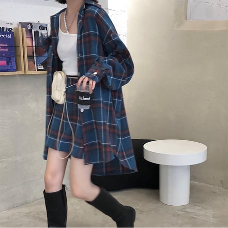 セットアップ チェックシャツ ＋ チェックスカート 韓国ファッション レディース 2点セット チェック柄シャツ スカート 大人可愛い ガーリー カジュアル DTC-626896701811