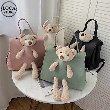 クマのぬいぐるみ 2WAYバッグ ハンドバッグ バッグパック リュックサック ミニバッグ アニマルバッグ シンプル 鞄 レトロ DTC-624226656714